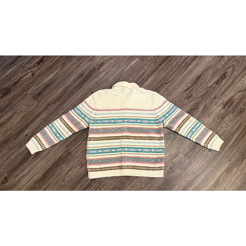 Vtg Alfred Dunner Fair Isle Knit Zip Sweater Cardigan Pastel Cottagecore Sz XL​ - Picture 8 of 9